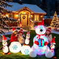 8 FT Christmas Inflatable Polar Bear with Penguins Set, Lighted Blow‑up Winter Scene with Snowballs & Gift