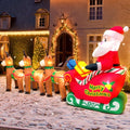 KOOY 12FT Christmas Inflatables Santa Claus on Sleigh with Reindeer Deer Merry Christmas Winter Blow up Yard