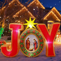 COMIN 5.3FT Christmas Inflatables Joy Nativity Scene Outdoor LEDs Decor / Built-in LEDs and festive JOY