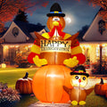 GOOSH 6 FT Thanksgiving Inflatables Turkey Outdoor Decorations Blow Up Yard Turkey on Pumpkin with Turkey