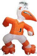 Logo Brands NCAA Miami Hurricanes 7ft Inflatable Yard Mascot – Easy Inflation with 12V Blower, LED Lights for