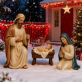 Uelfbaby 3 Pcs Outdoor Large Metal Nativity Scene Set, Christma Decoration / Detachable Family Outdoor