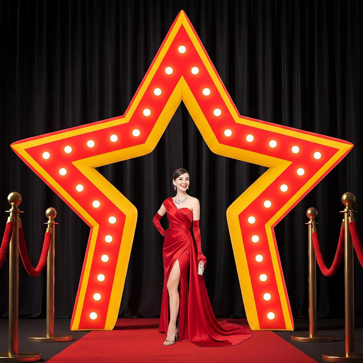 ZeahVeyora 10 Ft Movie Themed Party Decoration Inflatable Star Arch Light / Red Carpet Party Decor Inflatab