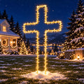 6FT Metal Cross Decorations, DIY Lighted Outdoor Christian Yard Decor / Large Standing Light Up Christian
