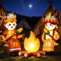 DomKom 6FT Thanksgiving Inflatable Native American Campfire Yard Decor / 4 FT Tall Blow up Autumn Outdoor