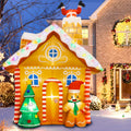10FT Christmas Inflatables Gingerbread House Outdoor Decorations with Light / Giant Gingerbread Inflatable