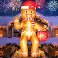 JOVIPOP 14FT Christmas Inflatable Gingerbread Decoration for Outdoor Yard / Lighted Giant Gingerbread Blow Up