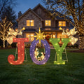 33 in 3-Piece 2D Lighted Joy Outdoor Christmas Decorations, 80 LED Nativity Scene Sign with Angels,