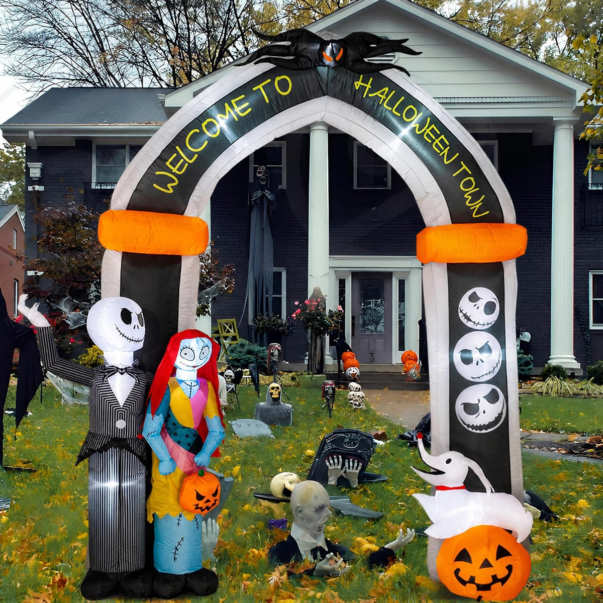 Joyido 10FT Halloween Inflatable - Giant Halloween Inflatable Archway - Halloween Arch Blow Up with Built-i